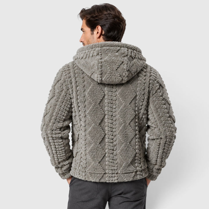 Men's Windproof Fleece Hooded Jacket with Full Zip