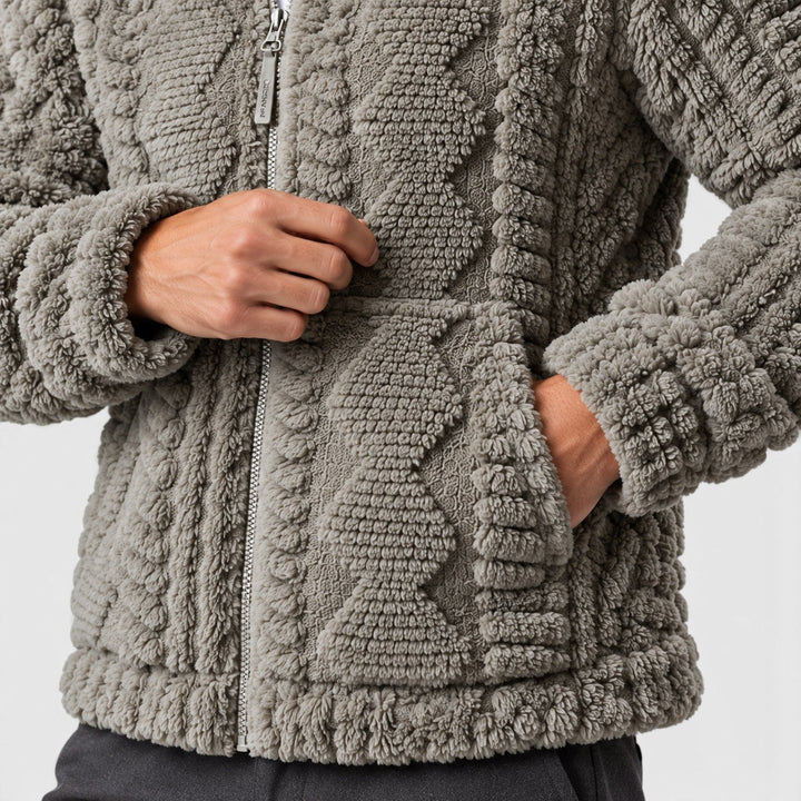Men's Windproof Fleece Hooded Jacket with Full Zip