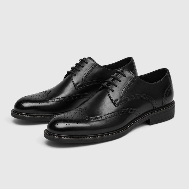 Men's Classic Leather Wingtip Brogue Shoes with Slip-Resistant Sole