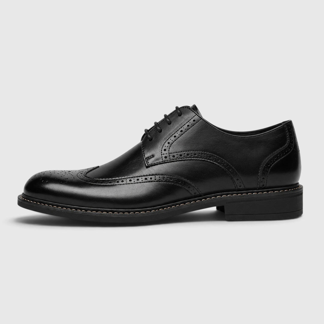 Men's Classic Leather Wingtip Brogue Shoes with Slip-Resistant Sole