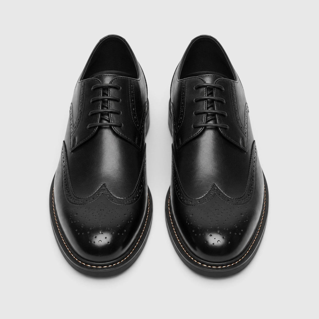 Men's Classic Leather Wingtip Brogue Shoes with Slip-Resistant Sole
