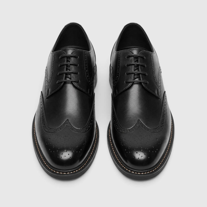 Men's Classic Leather Wingtip Brogue Shoes with Slip-Resistant Sole