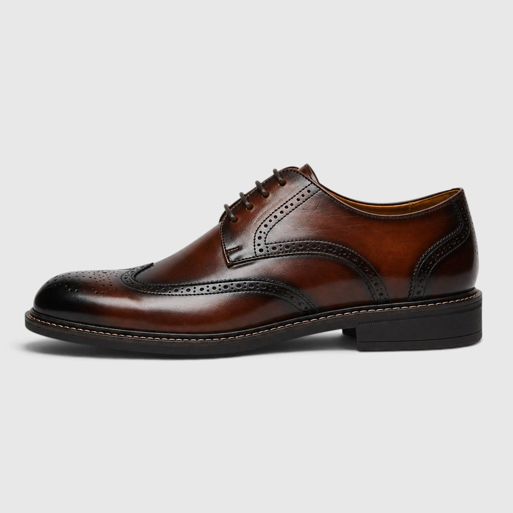 Men's Classic Leather Wingtip Brogue Shoes with Slip-Resistant Sole