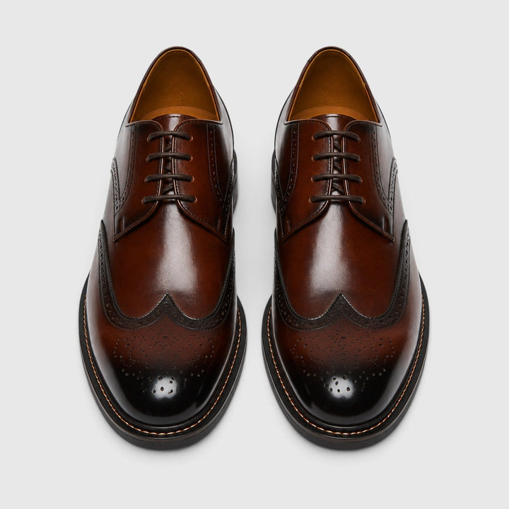 Men's Classic Leather Wingtip Brogue Shoes with Slip-Resistant Sole