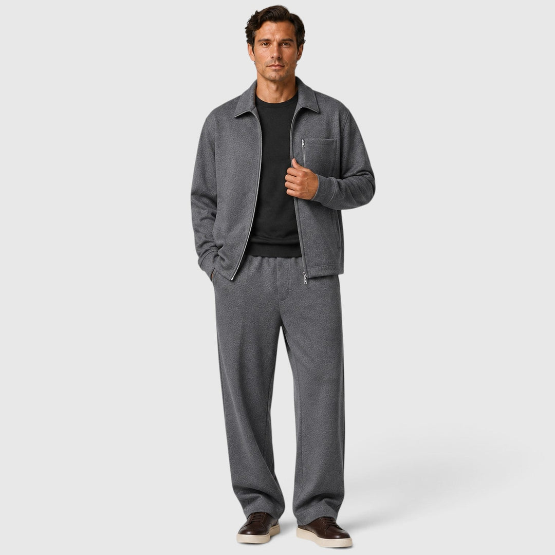 Men's Casual Zip Cotton Jacket and Trousers Set