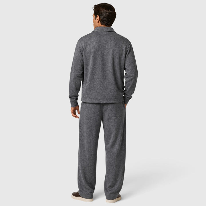Men's Casual Zip Cotton Jacket and Trousers Set