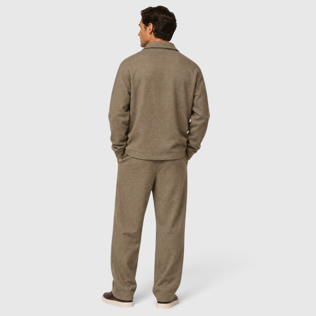 Men's Casual Zip Cotton Jacket and Trousers Set