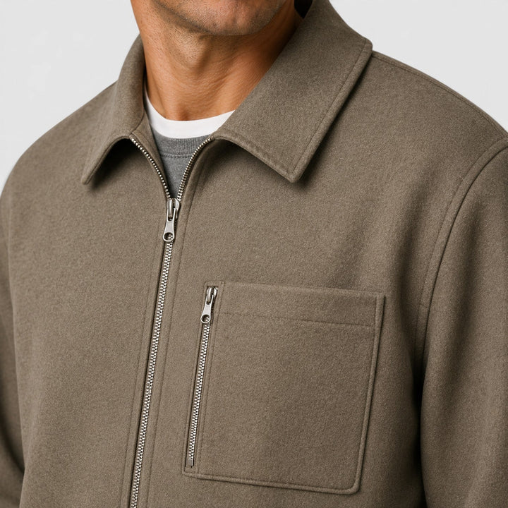Men's Casual Zip Cotton Jacket and Trousers Set