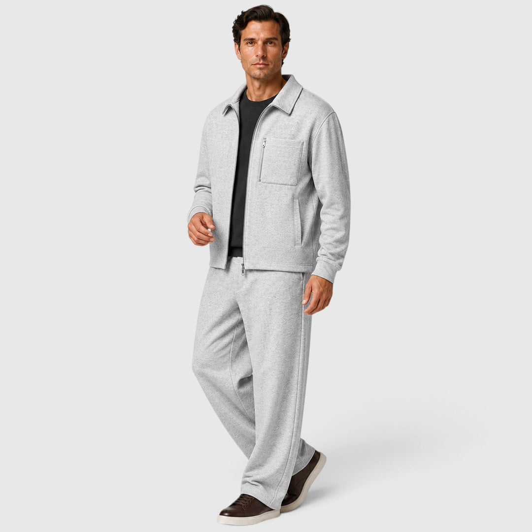 Men's Casual Zip Cotton Jacket and Trousers Set