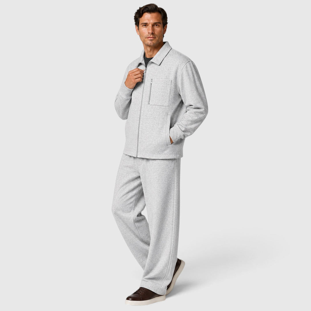 Men's Casual Zip Cotton Jacket and Trousers Set