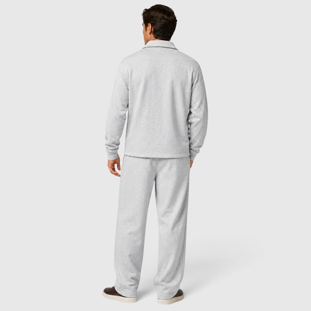 Men's Casual Zip Cotton Jacket and Trousers Set