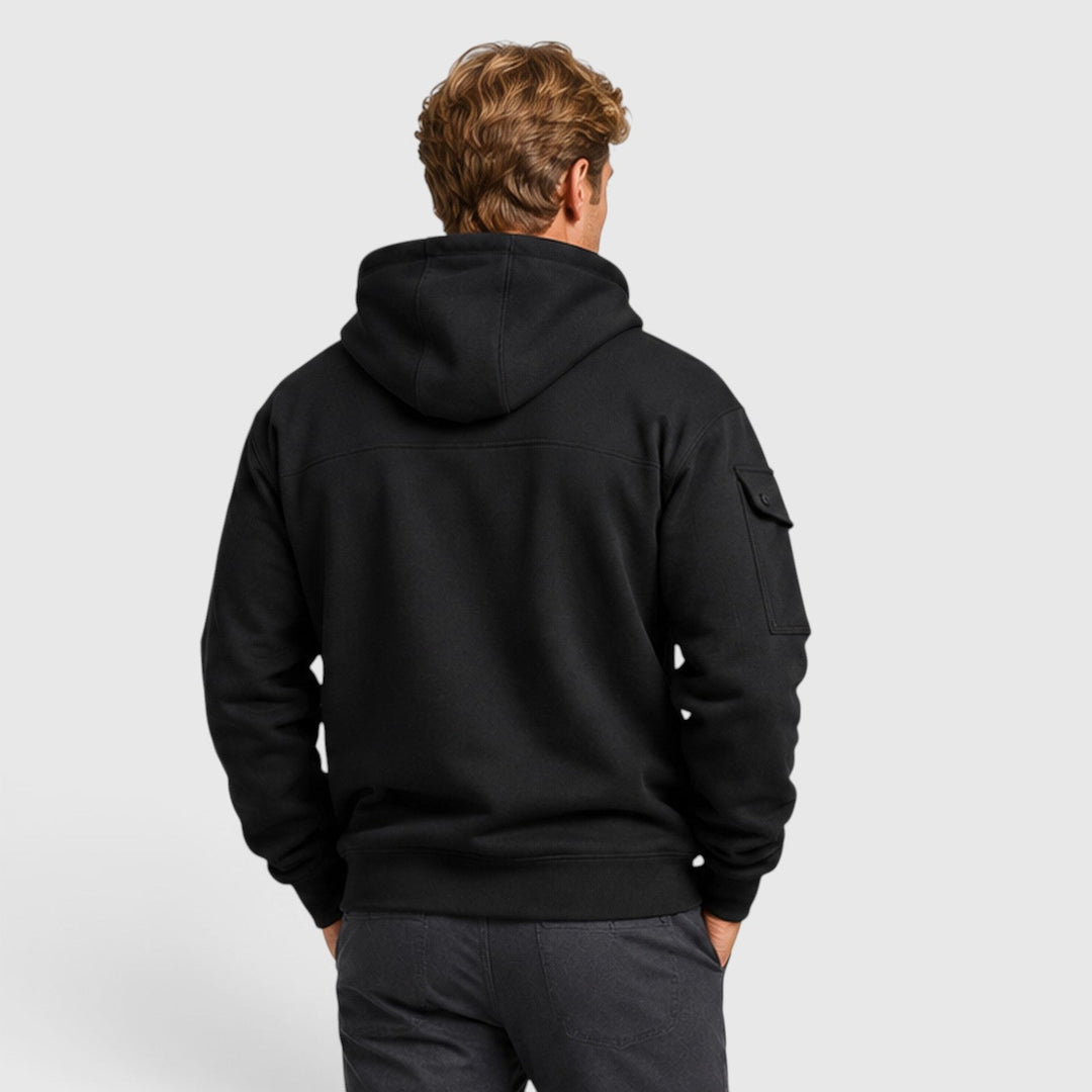 Men's Casual Cotton Zip-Up Hoodie with Pockets