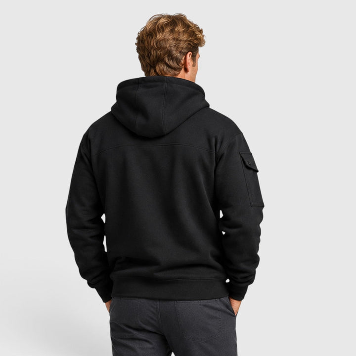 Men's Casual Cotton Zip-Up Hoodie with Pockets