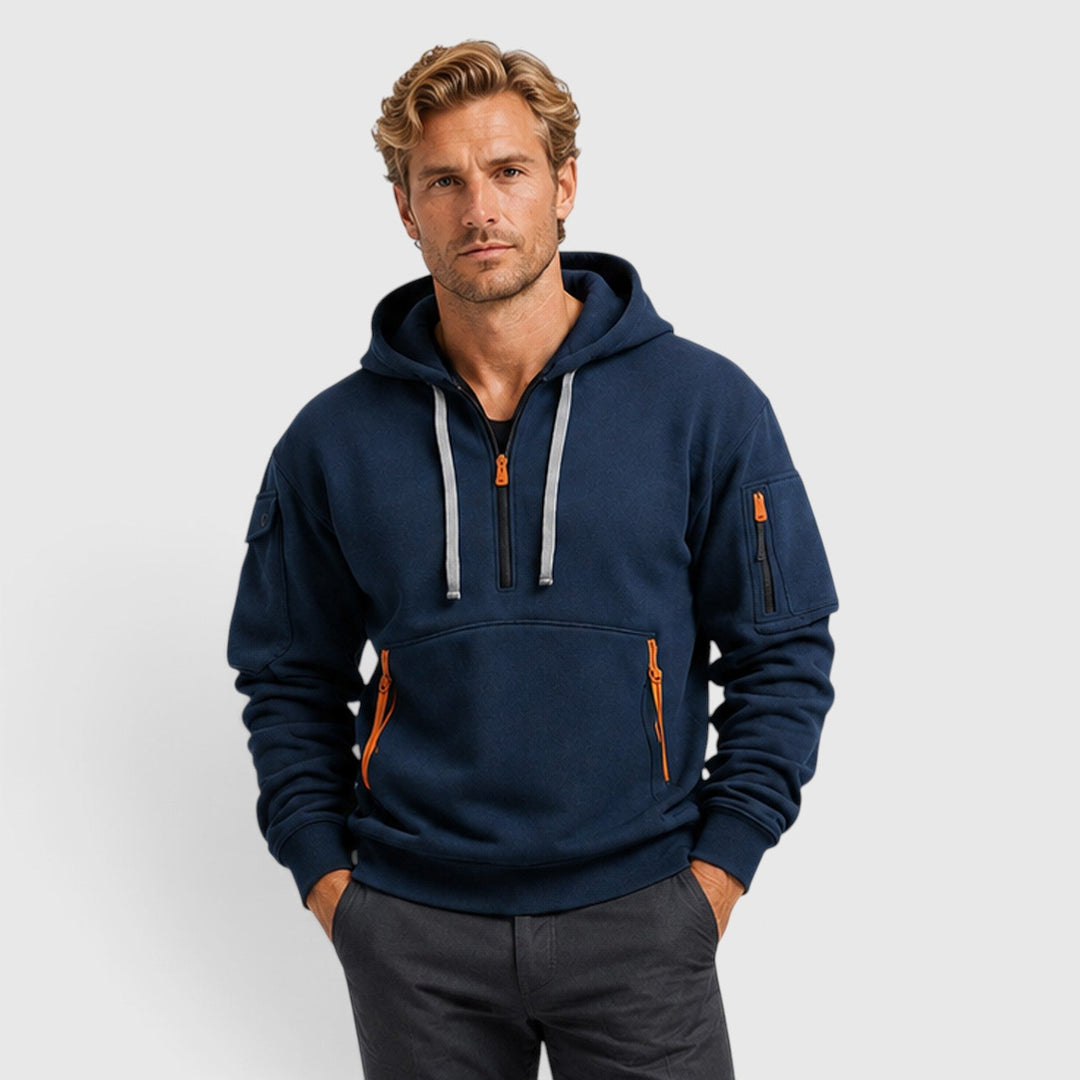 Men's Casual Cotton Zip-Up Hoodie with Pockets