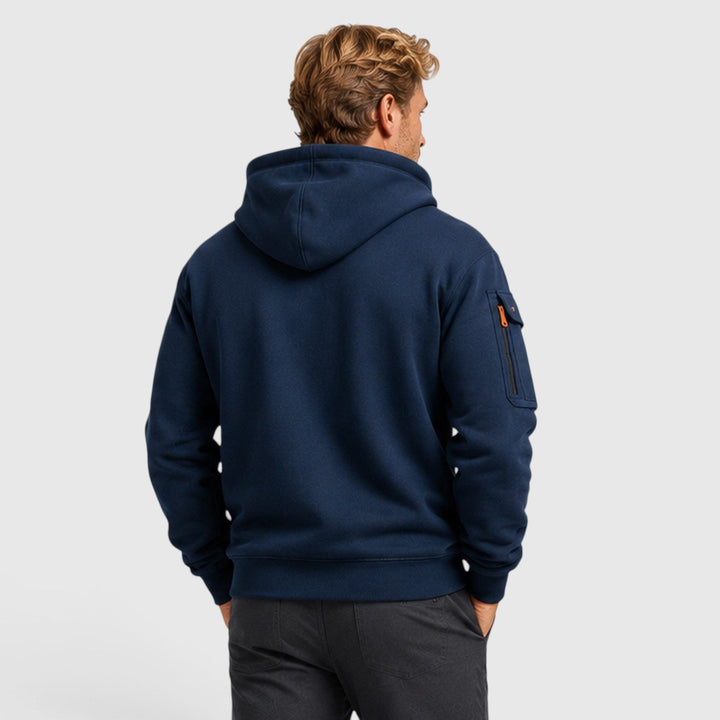 Men's Casual Cotton Zip-Up Hoodie with Pockets