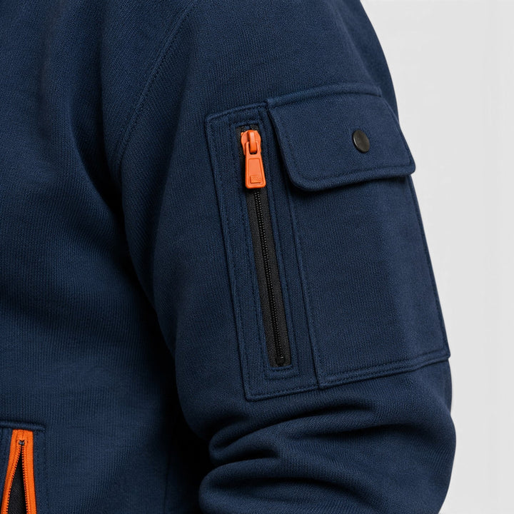 Men's Casual Cotton Zip-Up Hoodie with Pockets