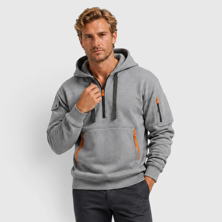 Men's Casual Cotton Zip-Up Hoodie with Pockets