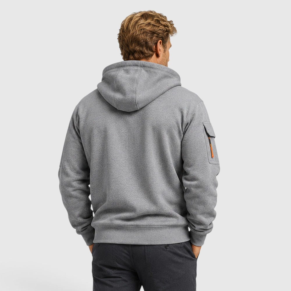 Men's Casual Cotton Zip-Up Hoodie with Pockets