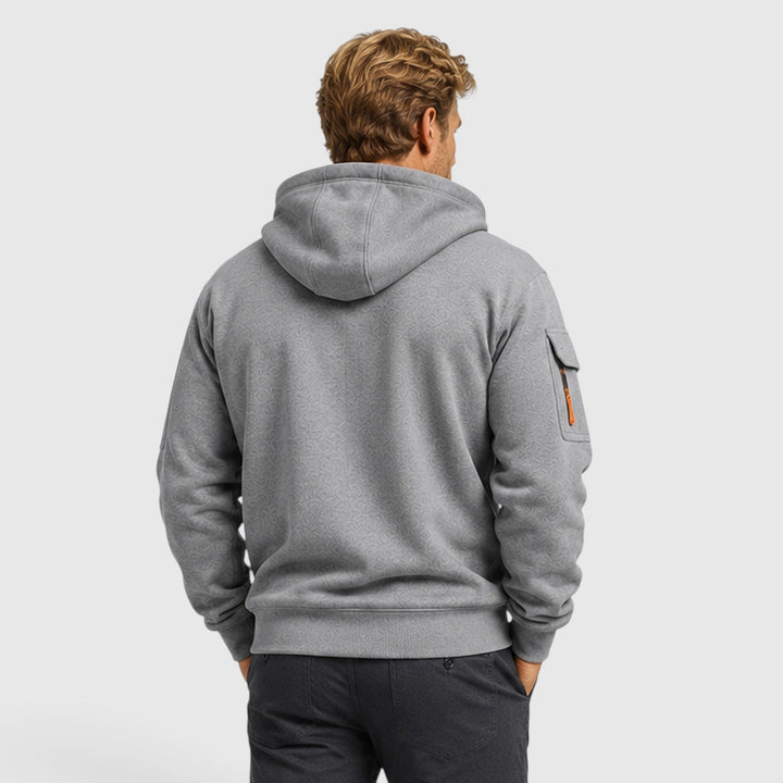 Men's Casual Cotton Zip-Up Hoodie with Pockets
