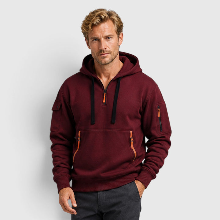 Men's Casual Cotton Zip-Up Hoodie with Pockets