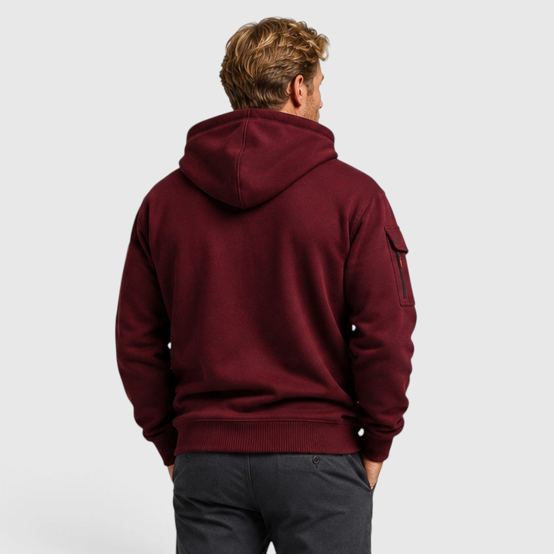 Men's Casual Cotton Zip-Up Hoodie with Pockets
