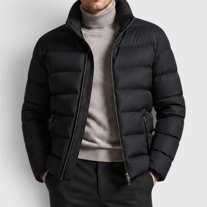 Men's Classic Slim Fit Cotton Puffer Jacket Black