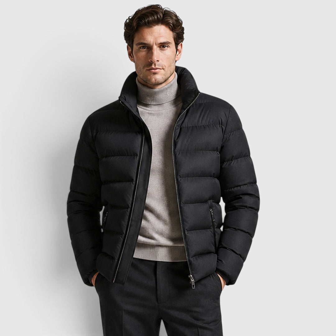 Men's Classic Slim Fit Cotton Puffer Jacket Black