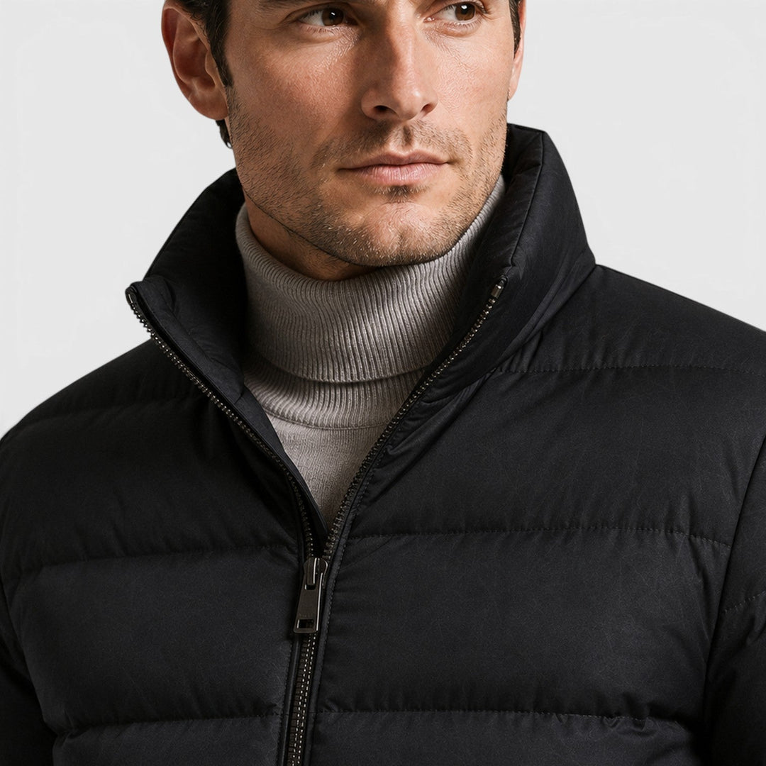 Men's Classic Slim Fit Cotton Puffer Jacket Black