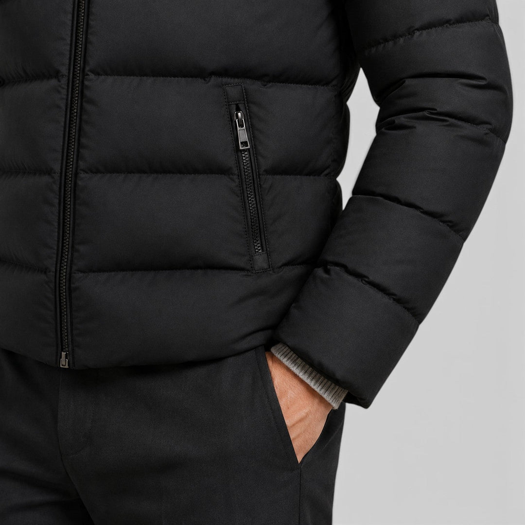 Men's Classic Slim Fit Cotton Puffer Jacket Black