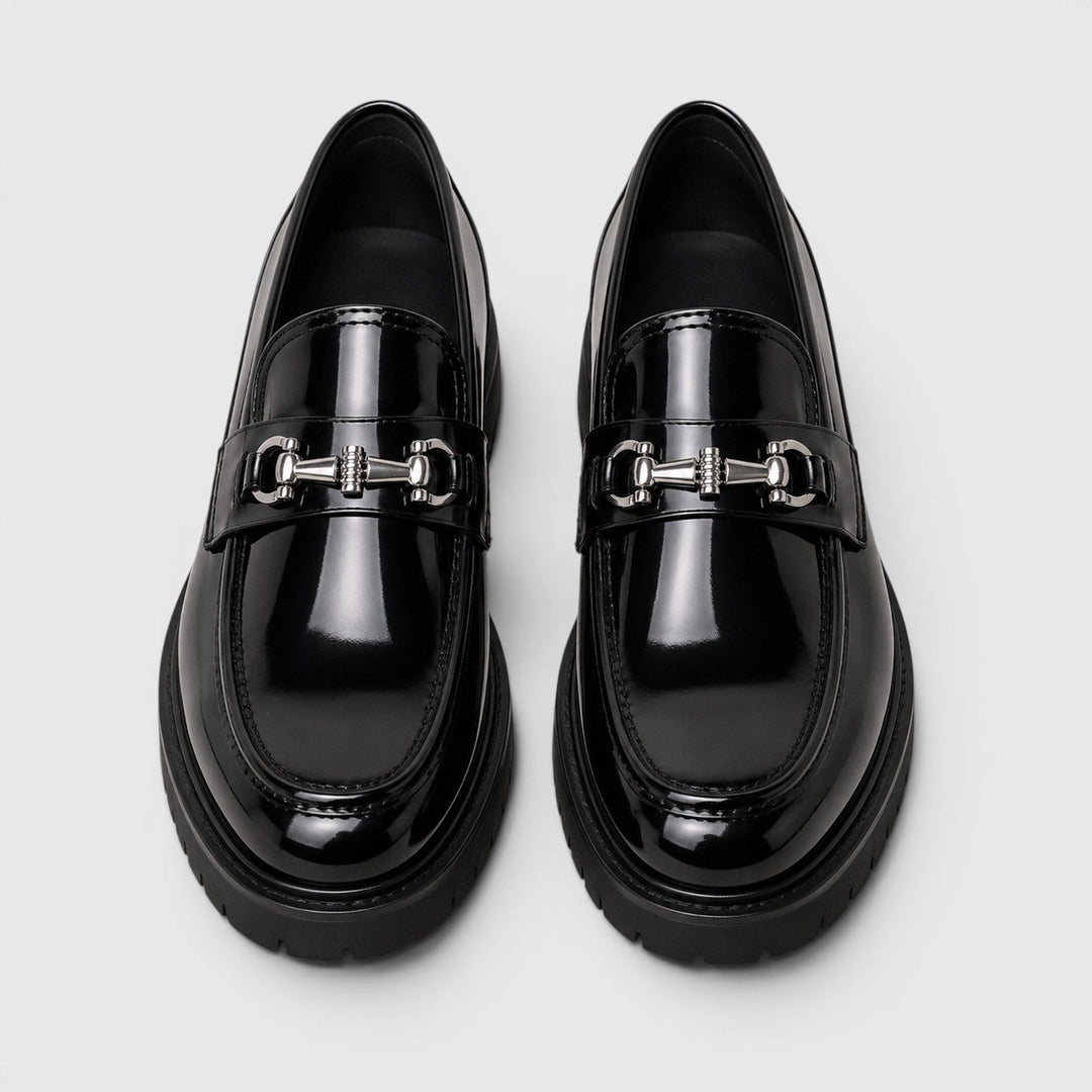 Men's Casual Leather Slip-On Chunky Sole Loafers