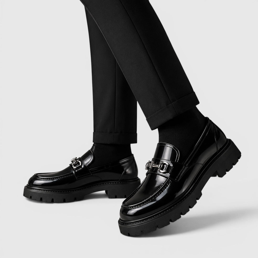 Men's Casual Leather Slip-On Chunky Sole Loafers
