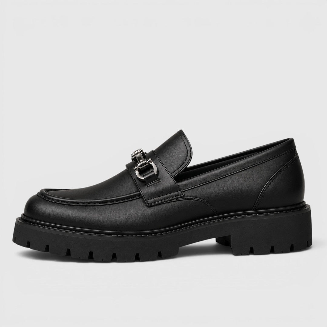 Men's Casual Leather Slip-On Chunky Sole Loafers