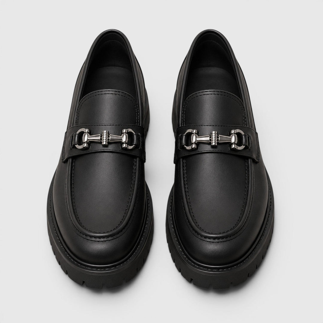 Men's Casual Leather Slip-On Chunky Sole Loafers