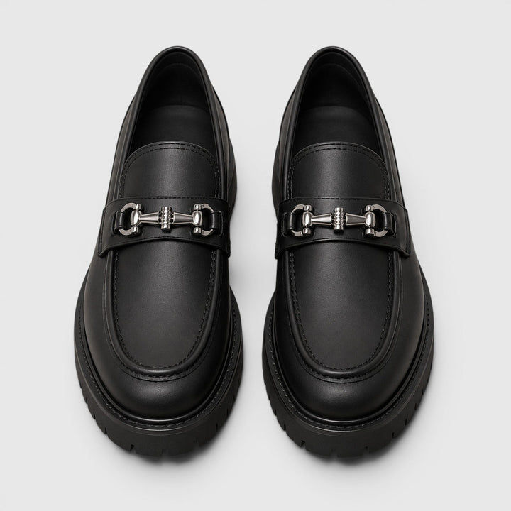 Men's Casual Leather Slip-On Chunky Sole Loafers