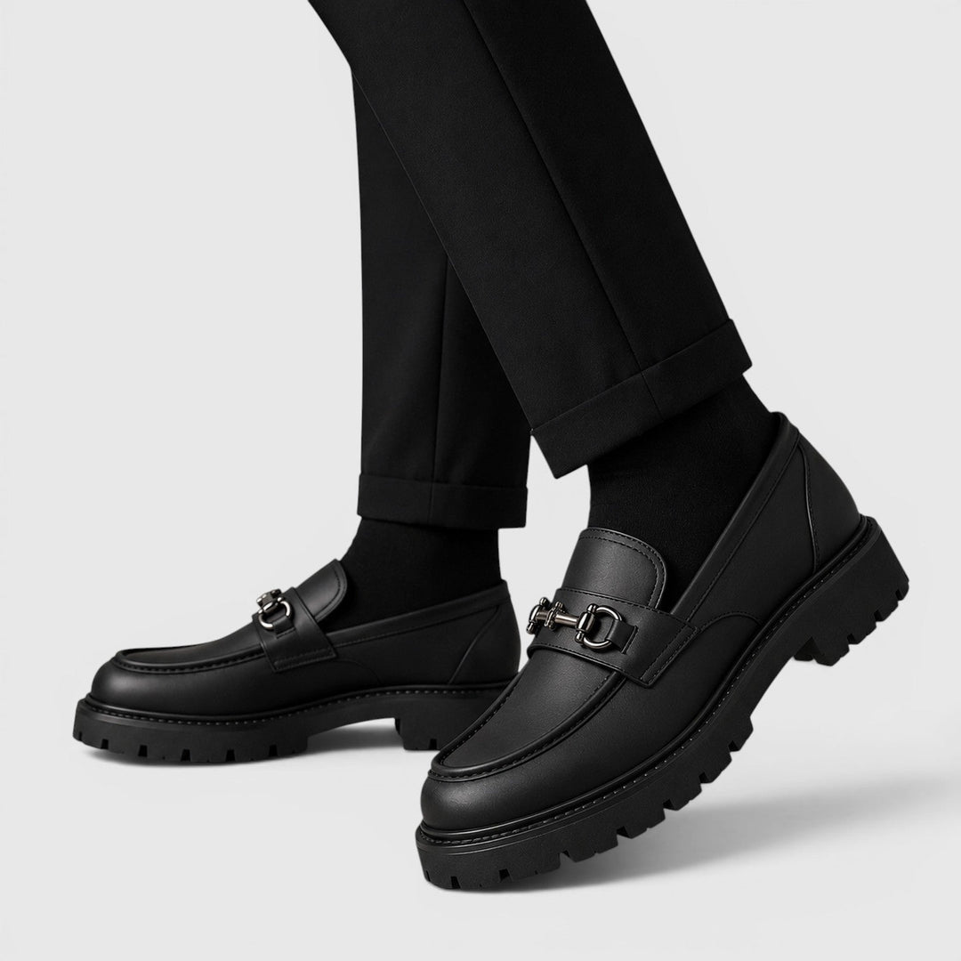 Men's Casual Leather Slip-On Chunky Sole Loafers