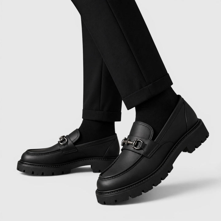 Men's Casual Leather Slip-On Chunky Sole Loafers