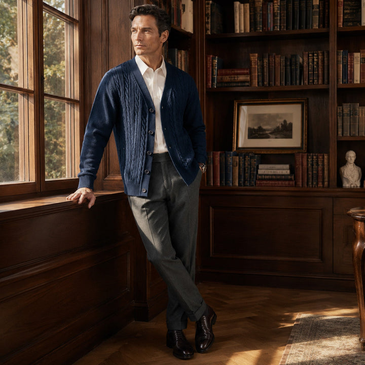 Men's Casual Cotton Blend Button Cardigan