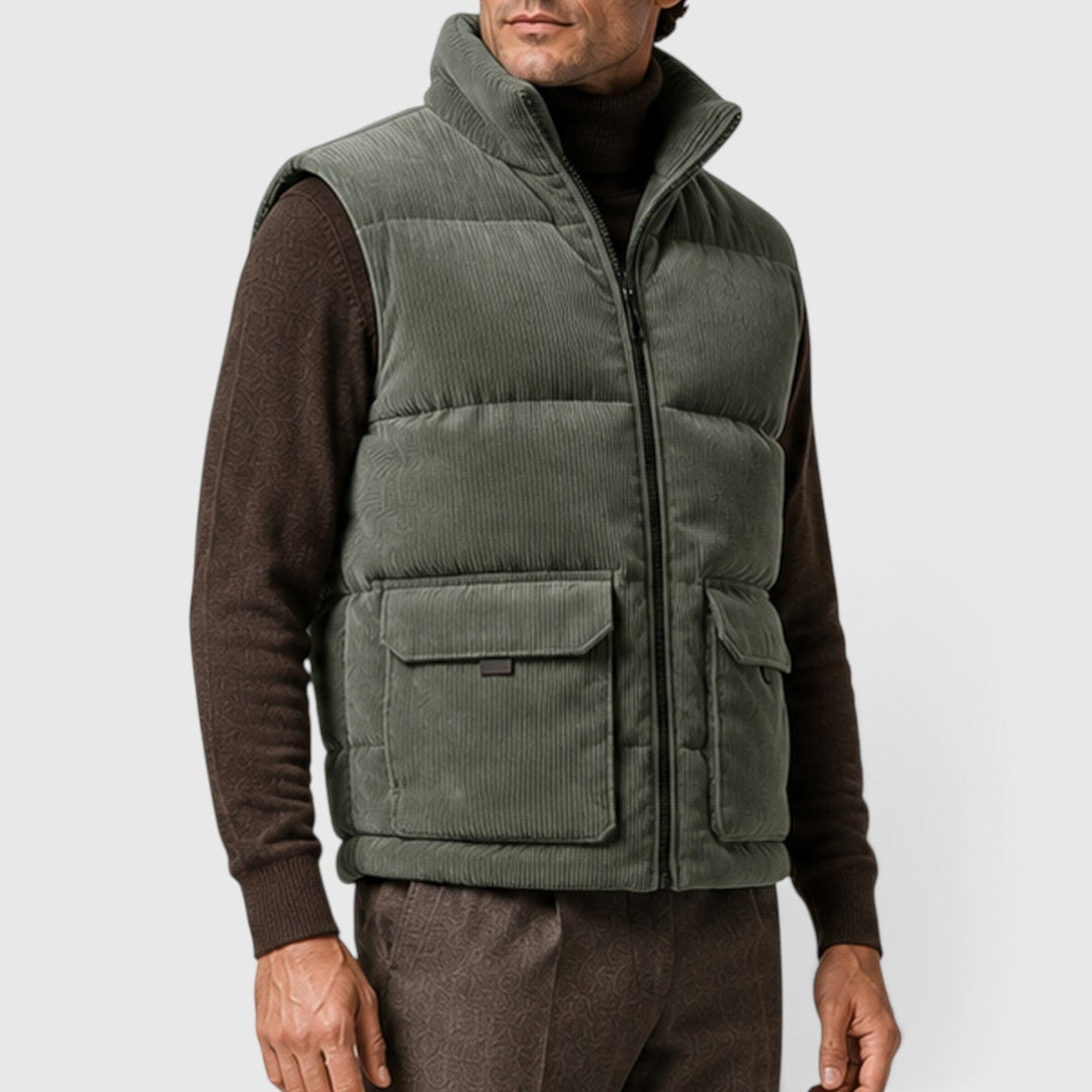 Men's Casual Corduroy Fleece-Lined Puffer Gilet