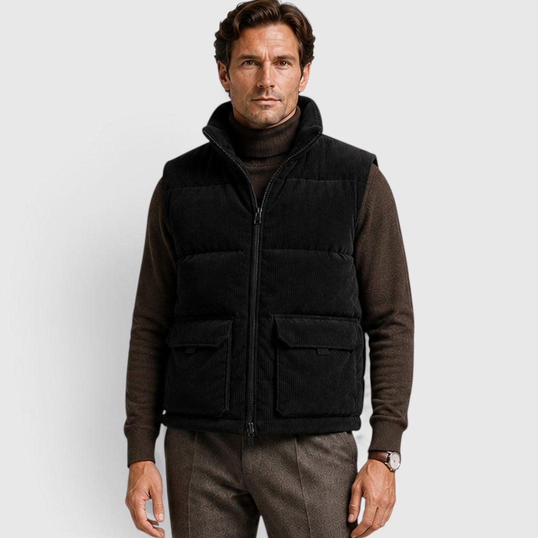 Men's Casual Corduroy Fleece-Lined Puffer Gilet