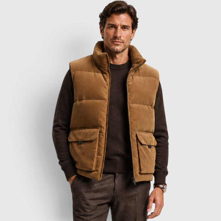 Men's Casual Corduroy Fleece-Lined Puffer Gilet