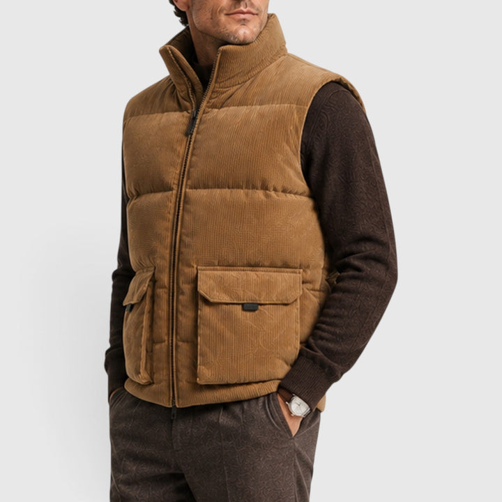 Men's Casual Corduroy Fleece-Lined Puffer Gilet