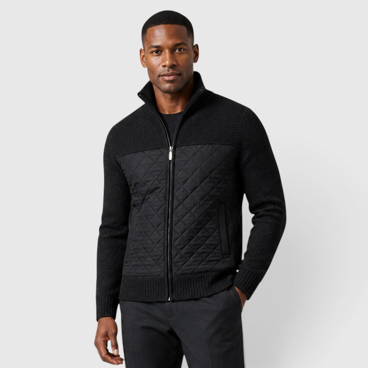 Men's Casual Quilted Insulated Full Zip Hybrid Jacket