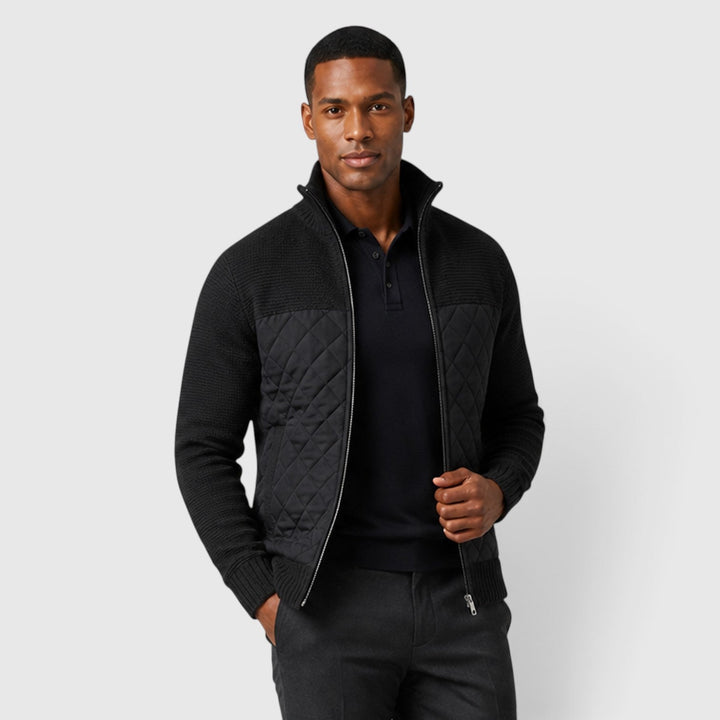 Men's Casual Quilted Insulated Full Zip Hybrid Jacket