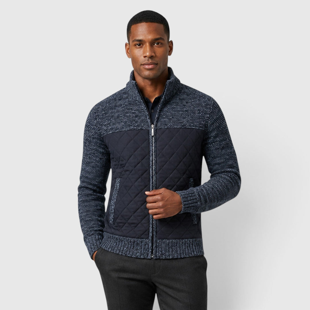 Men's Casual Quilted Insulated Full Zip Hybrid Jacket