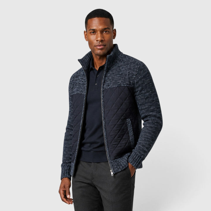 Men's Casual Quilted Insulated Full Zip Hybrid Jacket