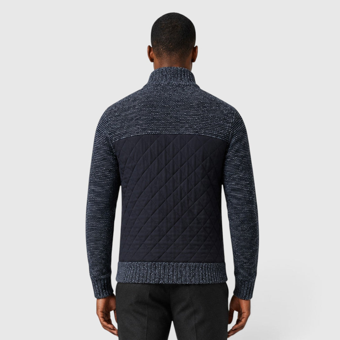 Men's Casual Quilted Insulated Full Zip Hybrid Jacket