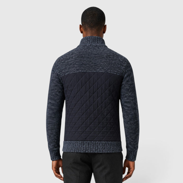 Men's Casual Quilted Insulated Full Zip Hybrid Jacket