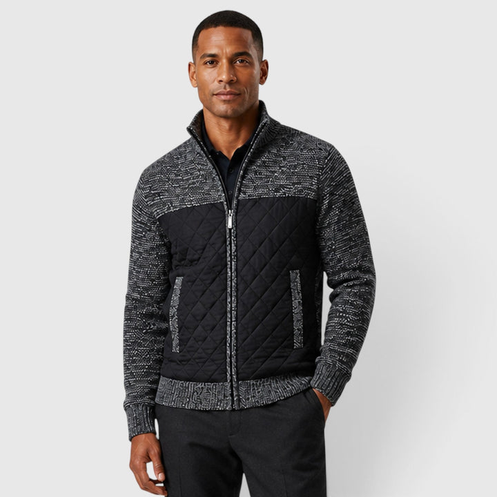 Men's Casual Quilted Insulated Full Zip Hybrid Jacket