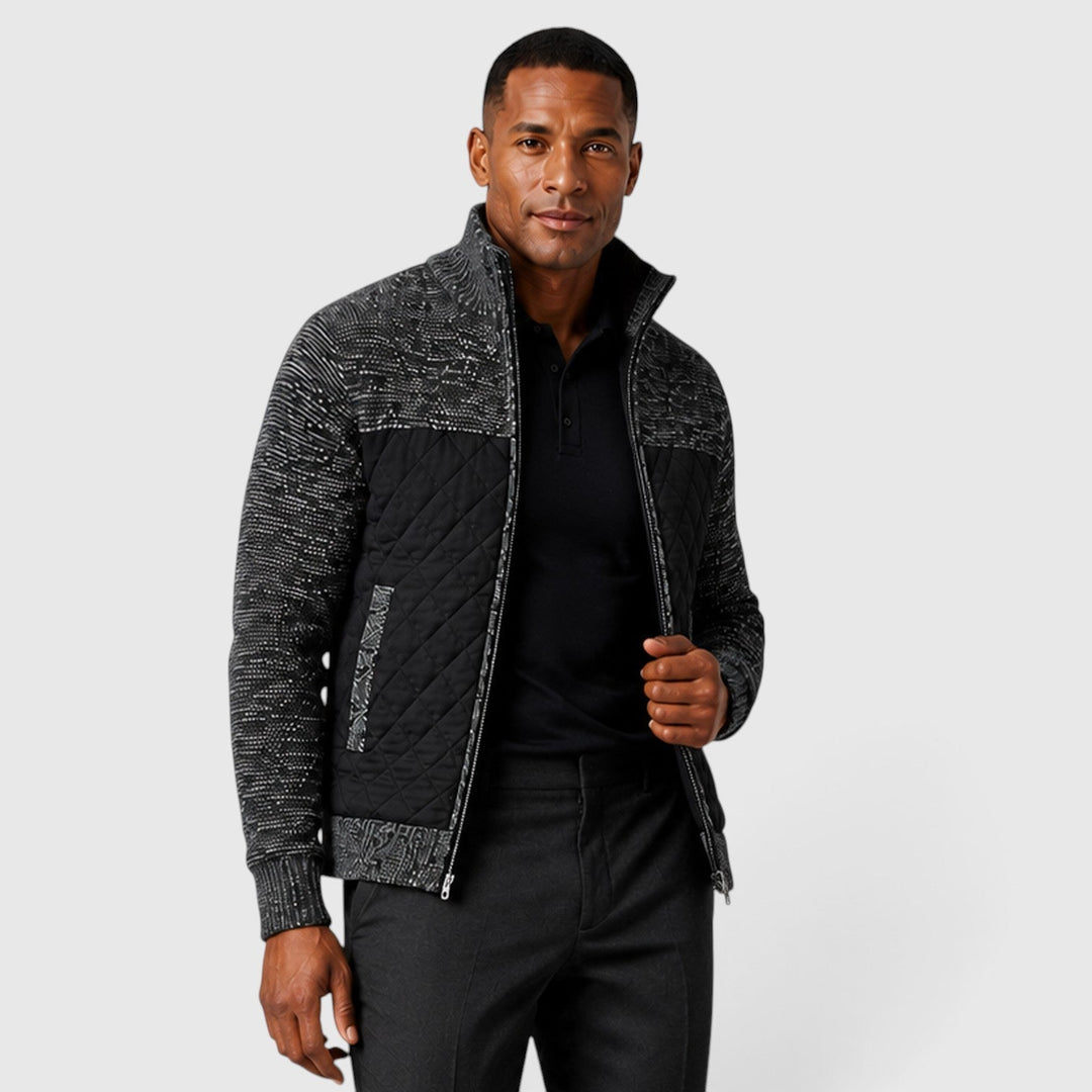 Men's Casual Quilted Insulated Full Zip Hybrid Jacket