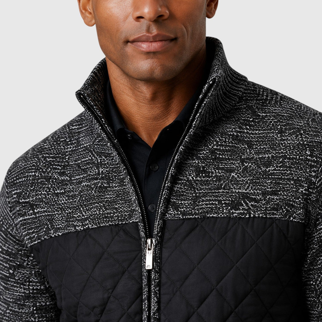Men's Casual Quilted Insulated Full Zip Hybrid Jacket